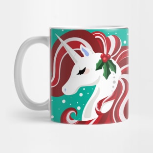 Candy Cane Holly Unicorn Mug